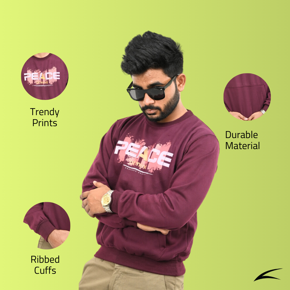 Maroon Sweatshirt with Kangaroo Pockets for Men (O-Series)