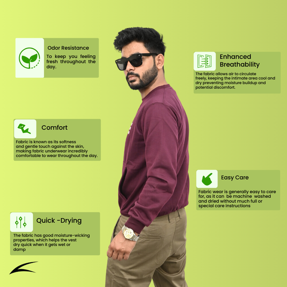 Maroon Sweatshirt with Kangaroo Pockets for Men (O-Series)