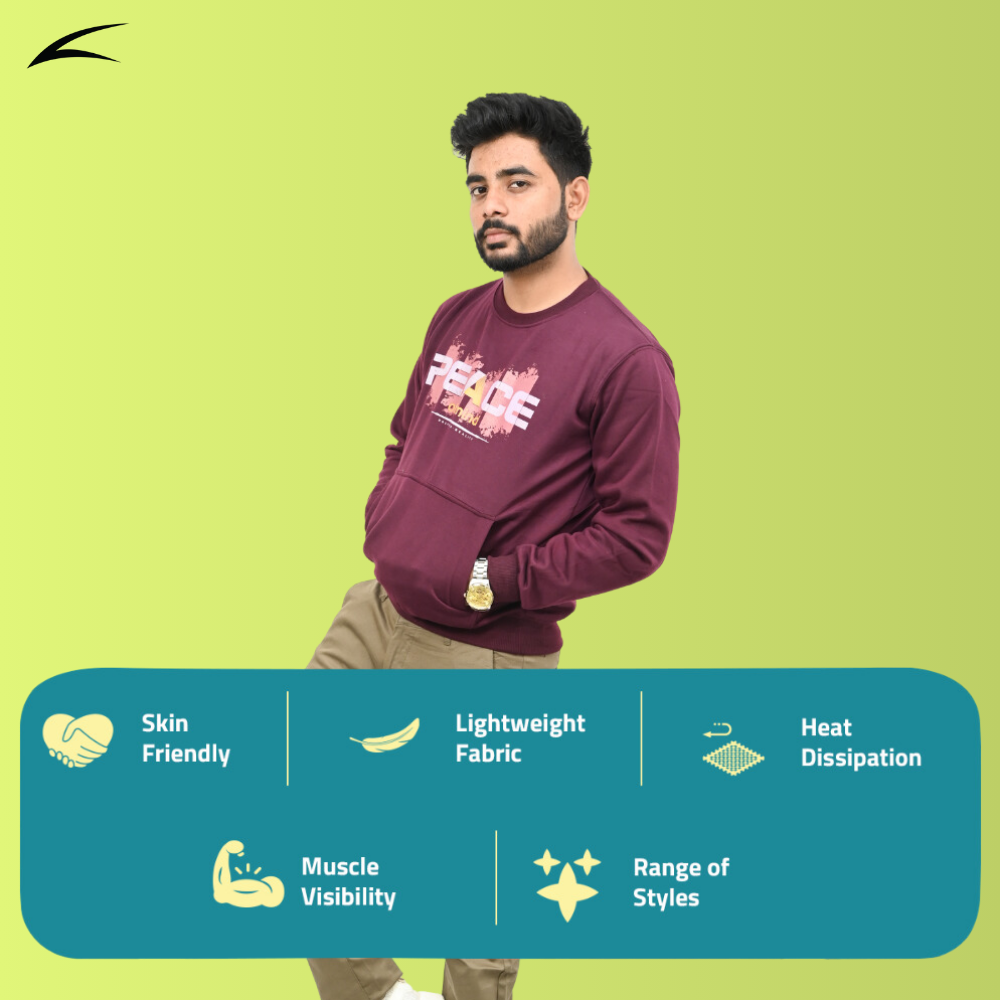 Maroon Sweatshirt with Kangaroo Pockets for Men (O-Series)