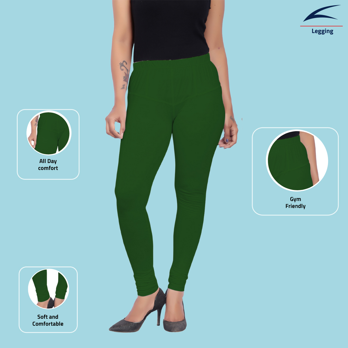 Women's Churidar Leggings #34 - Green