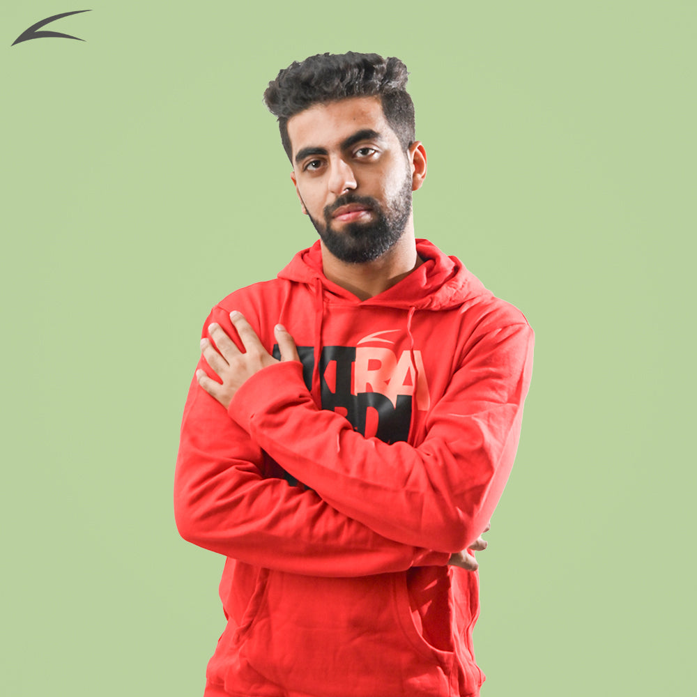 Cozy Red Winter Hoodies For Men, With Front Kangaroo Pockets