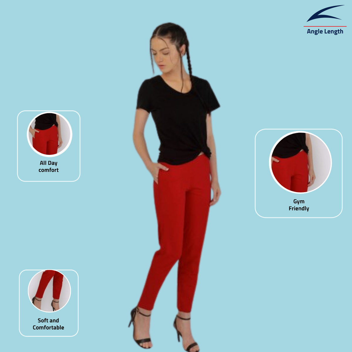 Women's Ankle-Length/Yoga Pants - Red