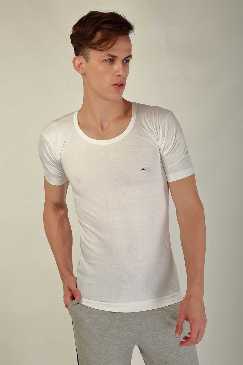 Alive Super Fine Half-Sleeve White Vests for Men - Pack of 3