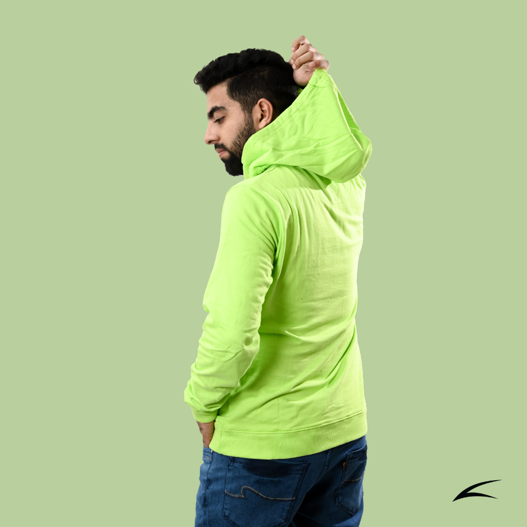 Cozy Lime Green Winter Hoodies for Men, With Front Kangaroo Pockets