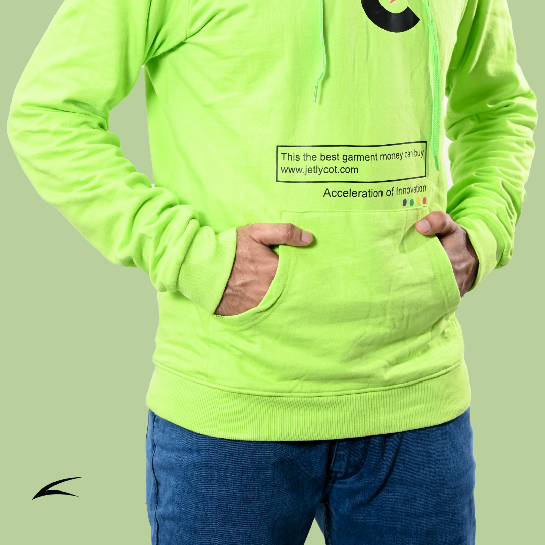 Cozy Lime Green Winter Hoodies for Men, With Front Kangaroo Pockets