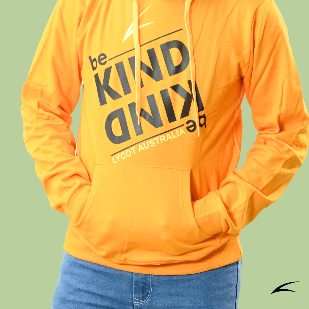 Cozy Yellow Winter Hoodies for Men, With Front Kangaroo Pockets