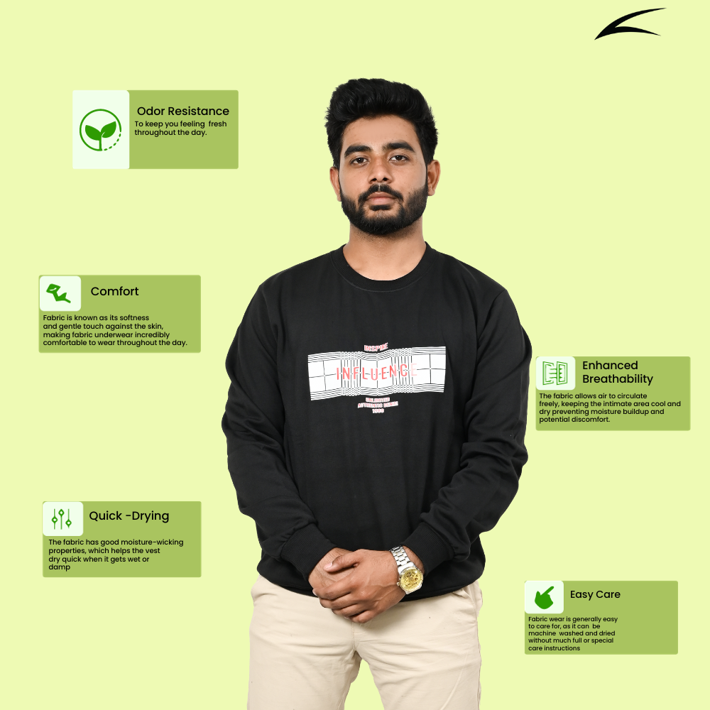 Black Versatile Sweatshirts for Men (Series 8000)