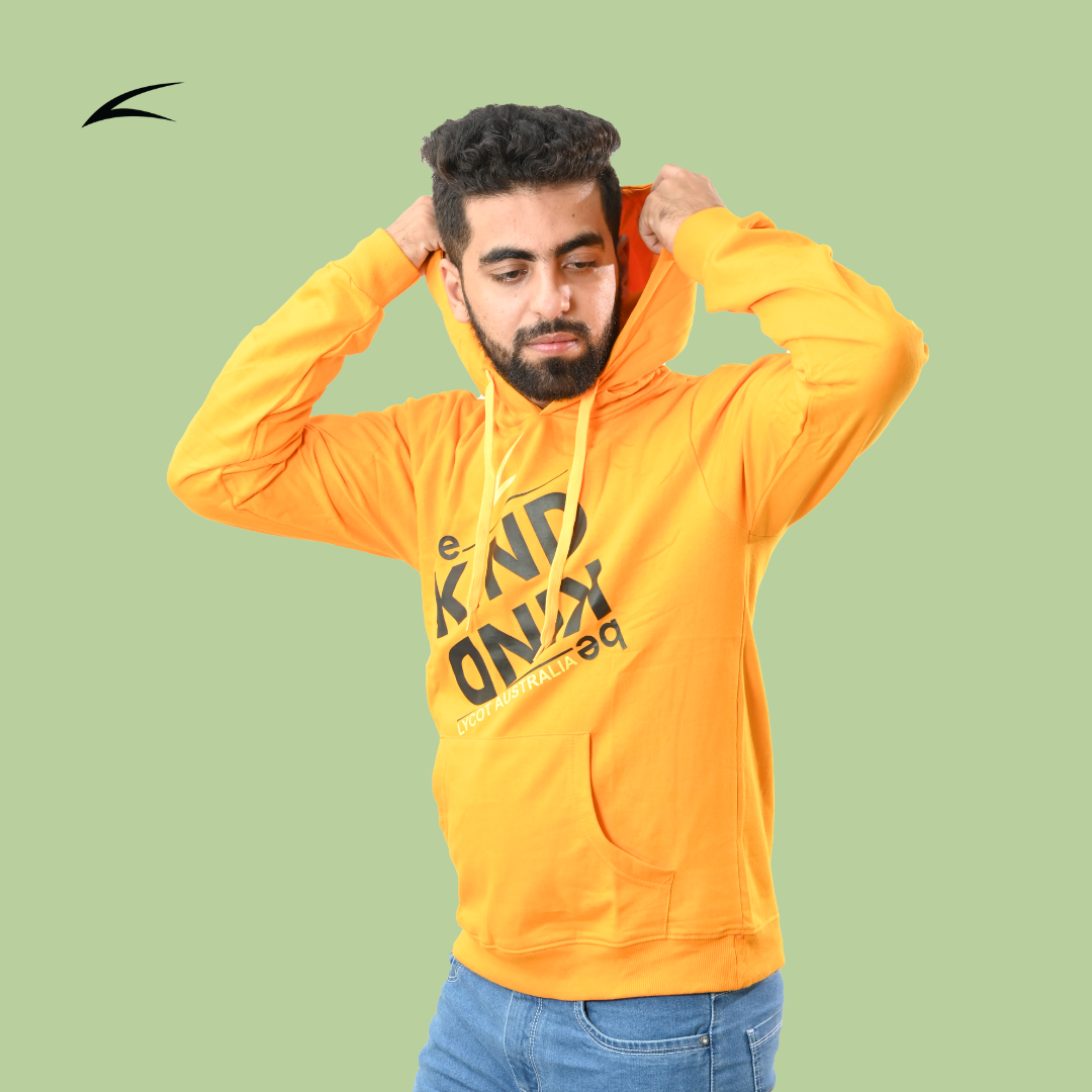Cozy Yellow Winter Hoodies for Men, With Front Kangaroo Pockets