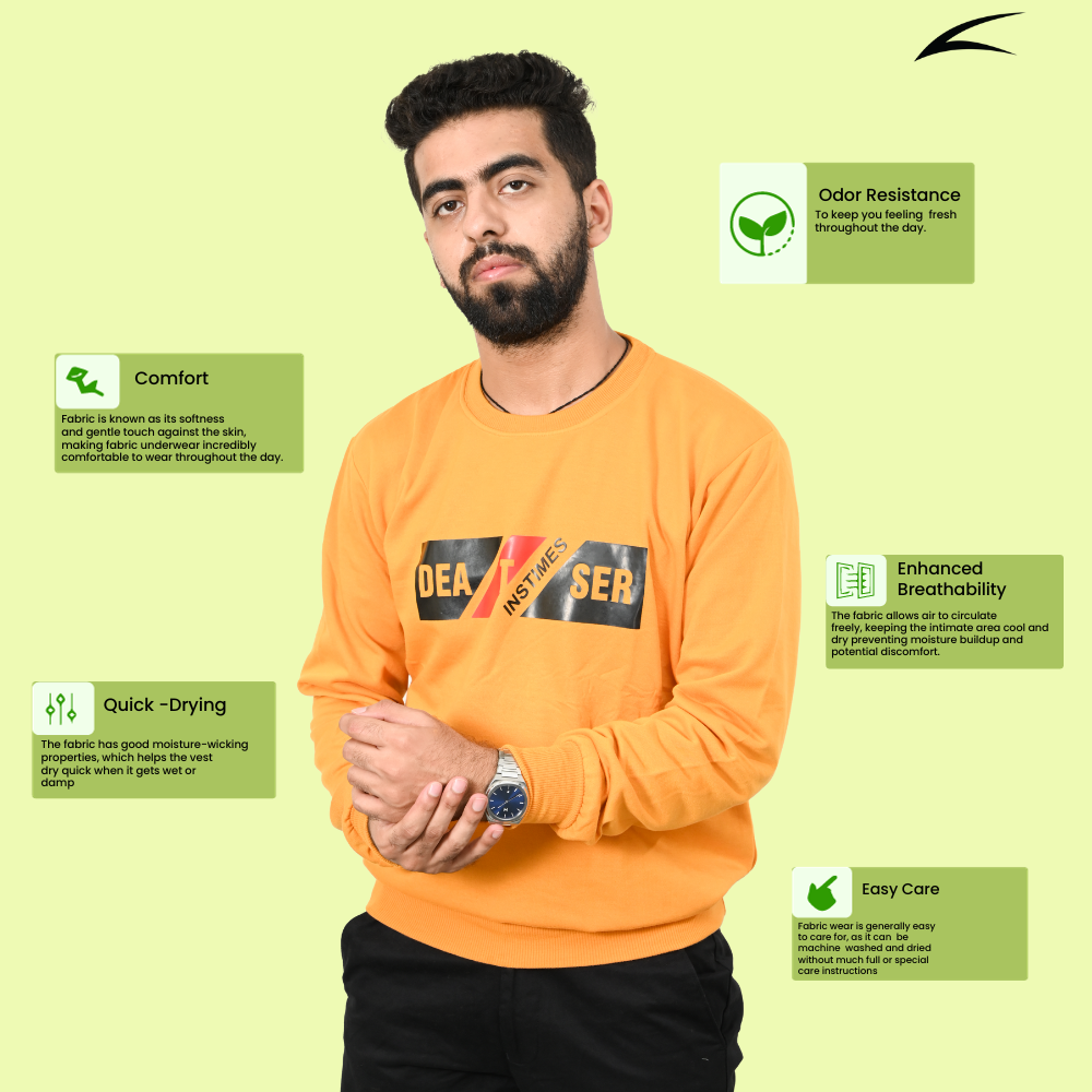 Yellow Versatile Sweatshirts for Men (Series 8000)