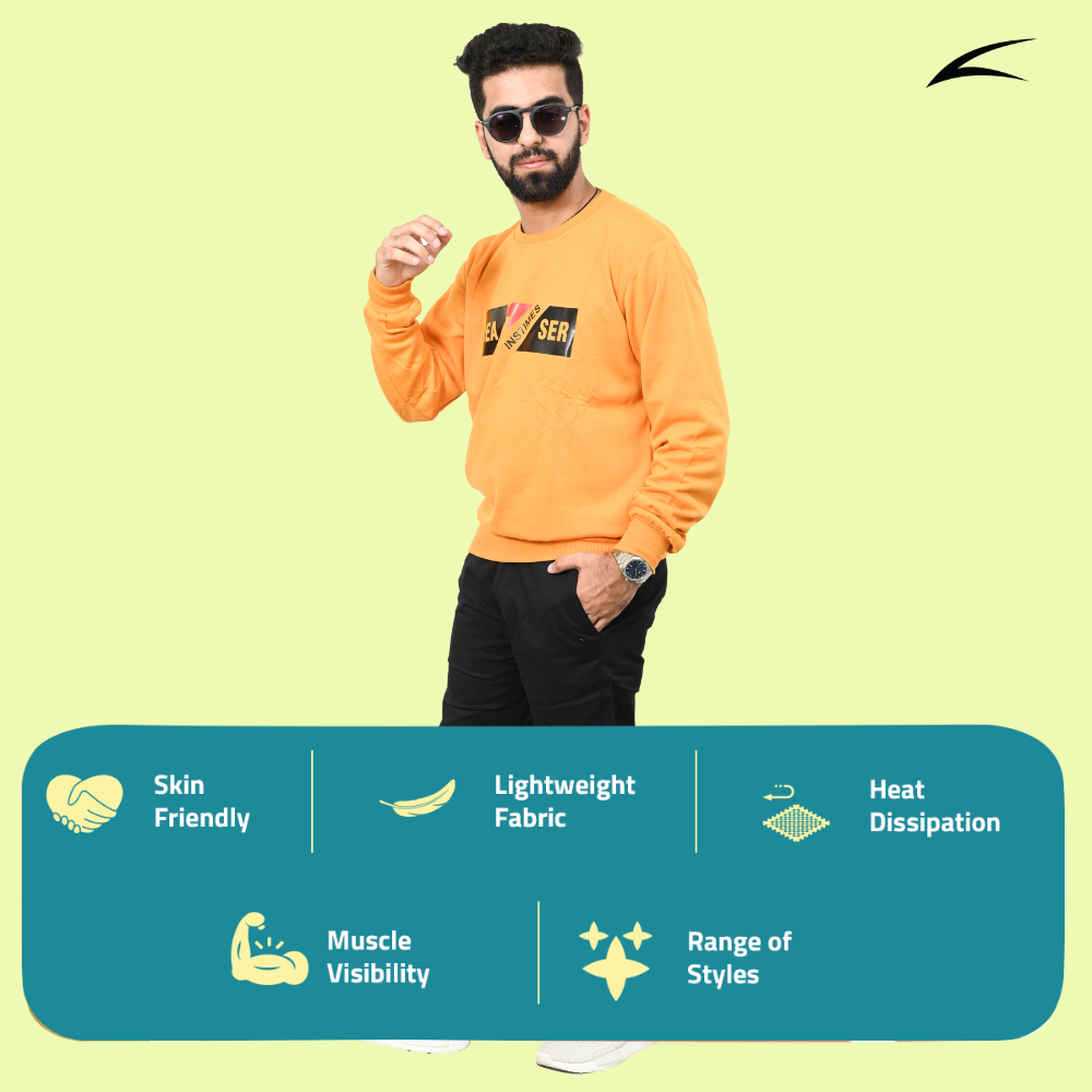Yellow Versatile Sweatshirts for Men (Series 8000)