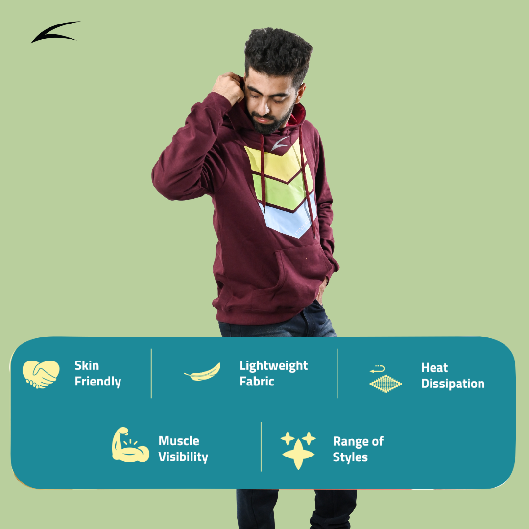 Cozy Maroon Winter Hoodies for Men, With Front Kangaroo Pockets