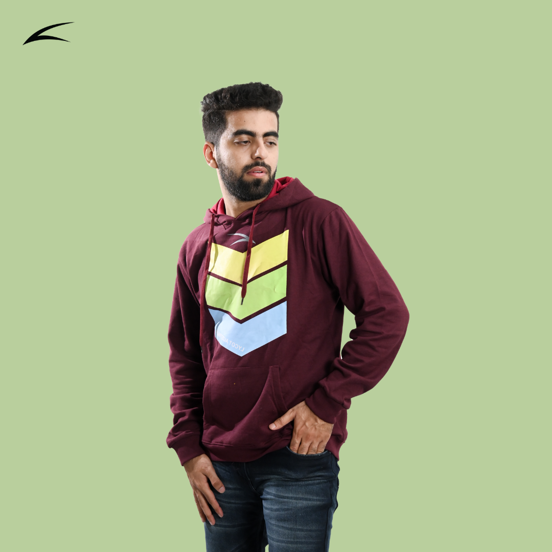 Cozy Maroon Winter Hoodies for Men, With Front Kangaroo Pockets