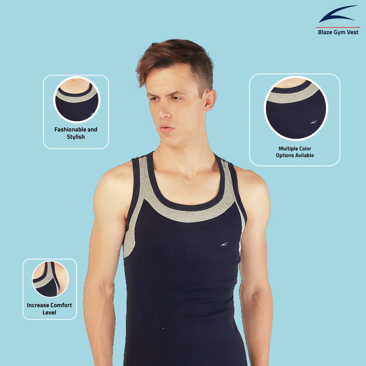 Blaze Men's Gym Vests - Pack of 3