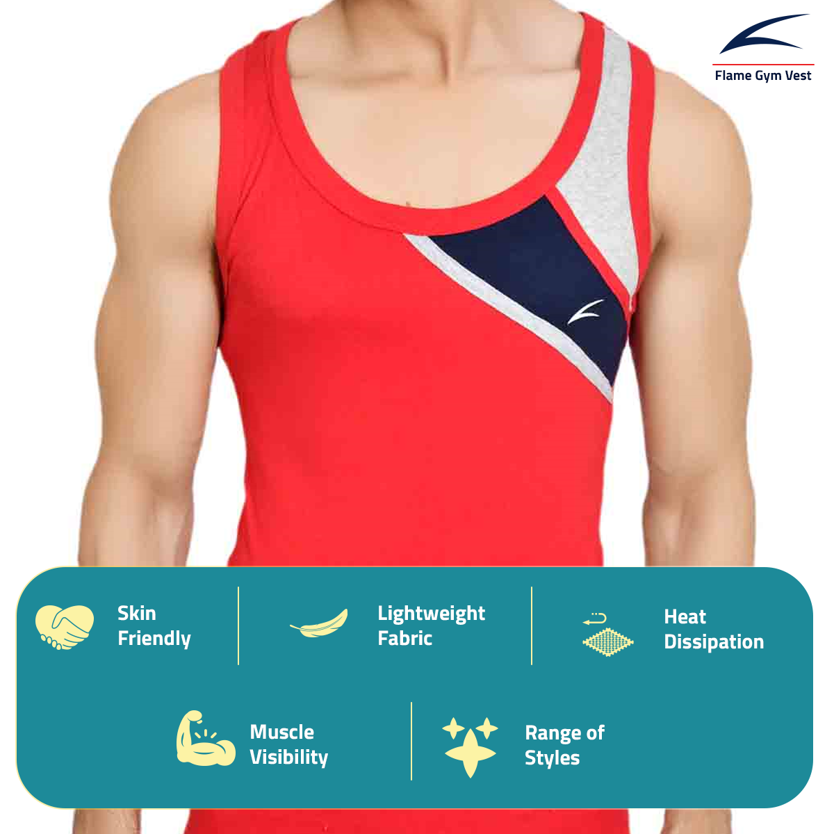 Flame Men's Gym Vests - Pack of 3