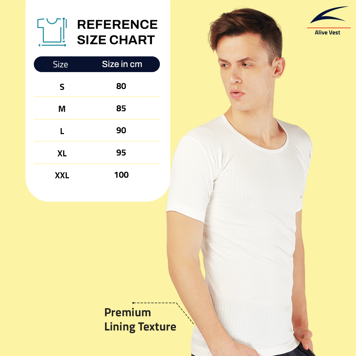 Alive Super Fine Half-Sleeve White Vests for Men - Pack of 3