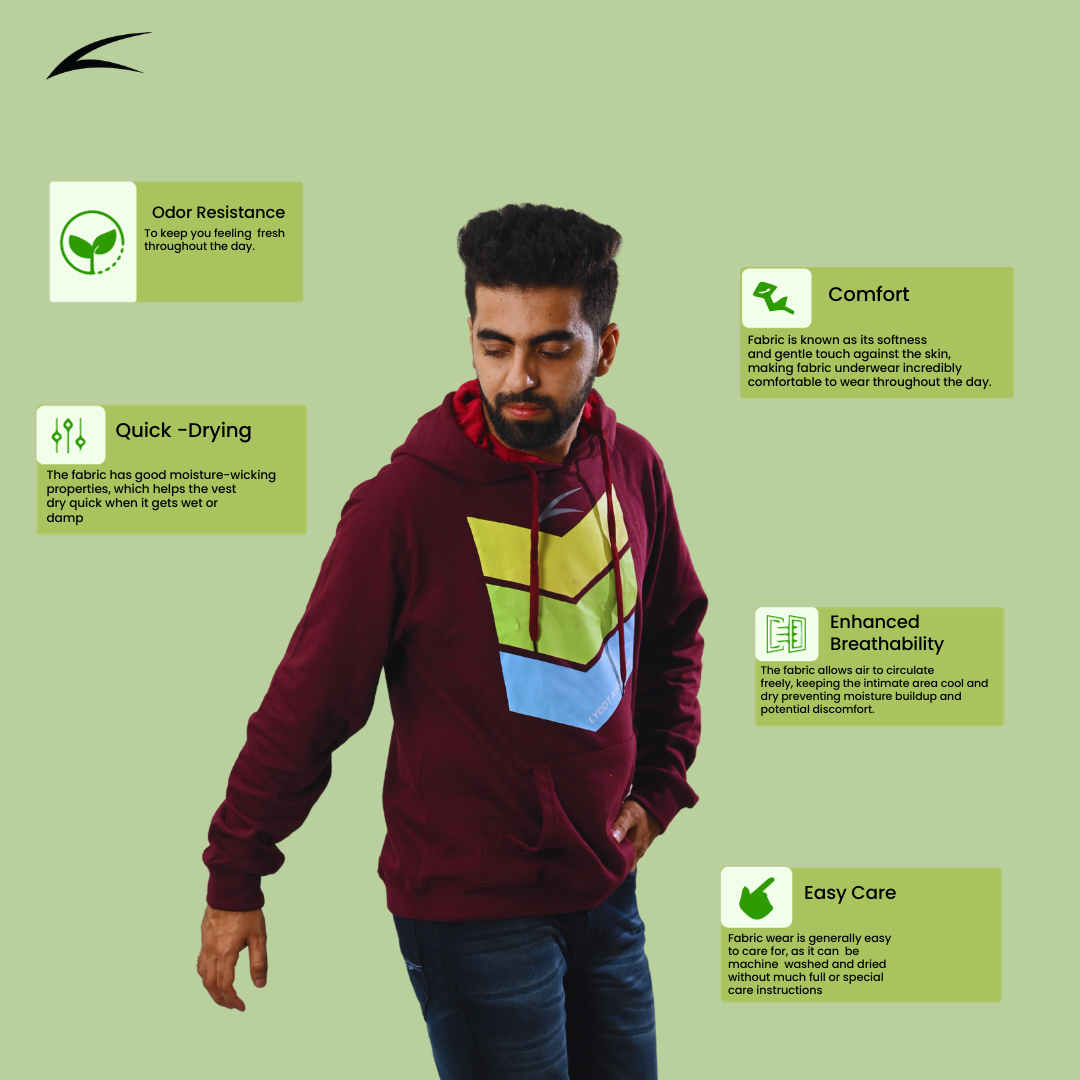 Cozy Maroon Winter Hoodies for Men, With Front Kangaroo Pockets