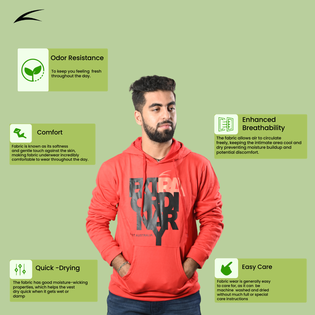 Cozy Red Winter Hoodies For Men, With Front Kangaroo Pockets