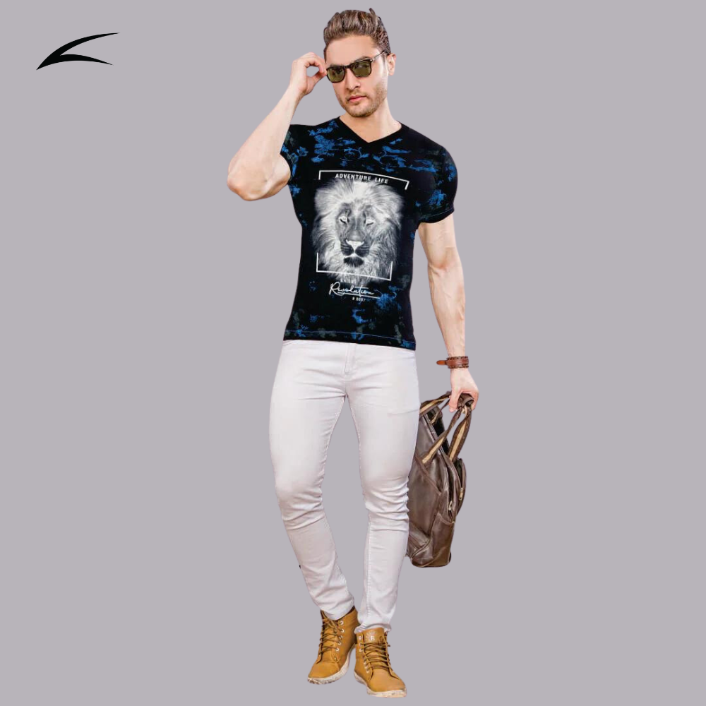 Men's Stylish V-Neck Designer T-shirt