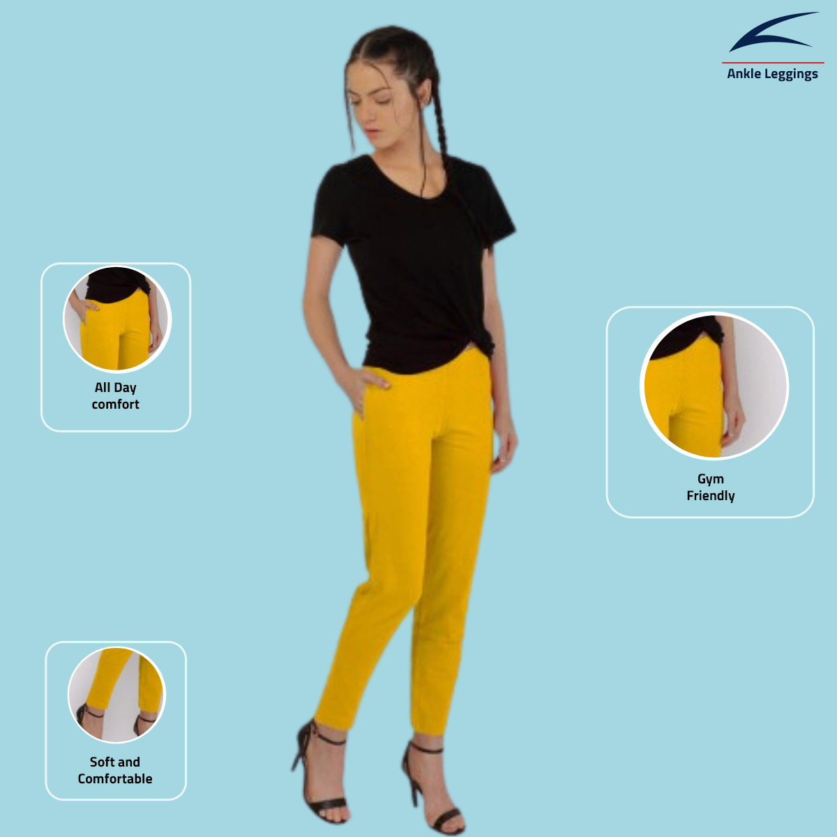 Women's Ankle-Length/Yoga Pants - Yellow