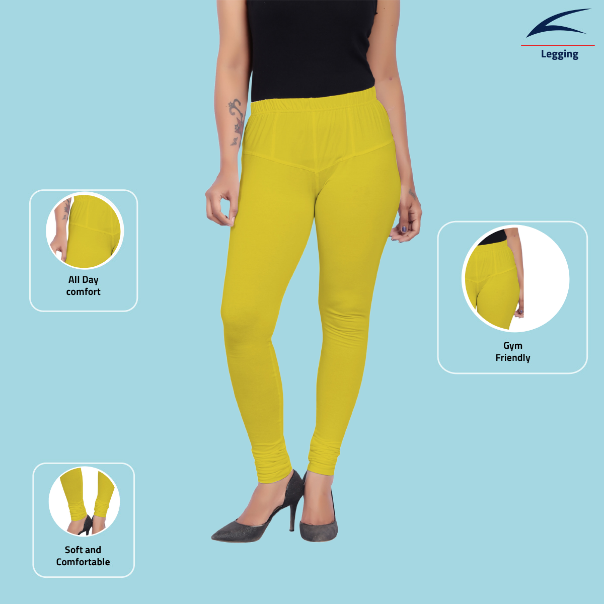 Women's Churidar Leggings #37 - Yellow