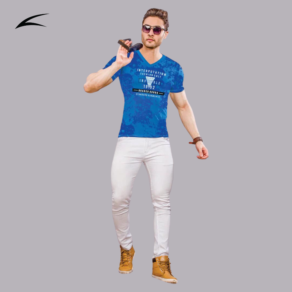 Men's Stylish V-Neck Designer T-shirt