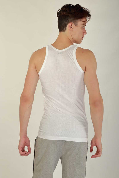 Alive Plus Super Fine Parker Sleeveless White Vest for Men - Pack of 3