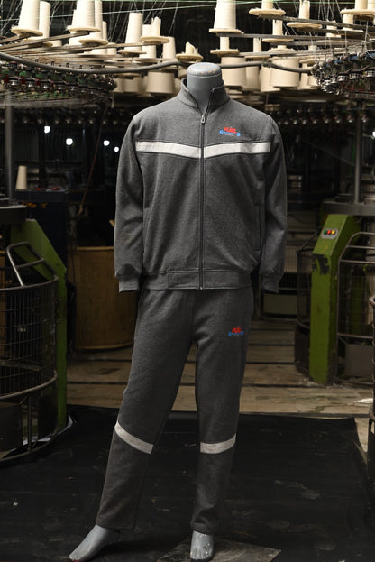 Boom Tracksuit #3 Dark Grey Fleece with Stripes