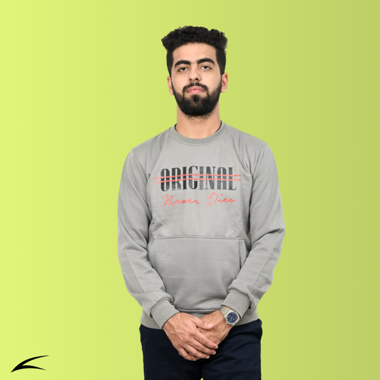 Grey Sweatshirt with Kangaroo Pockets for Men (O-Series)