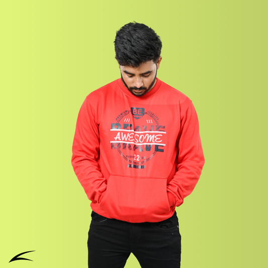 Red Sweatshirt with Kangaroo Pockets for Men (O-Series)