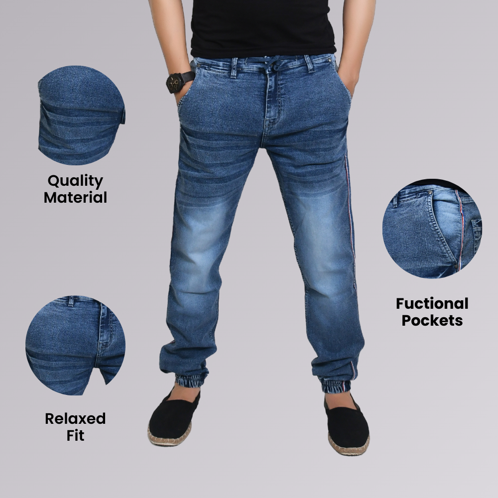 Men's Blue Denim Joggers