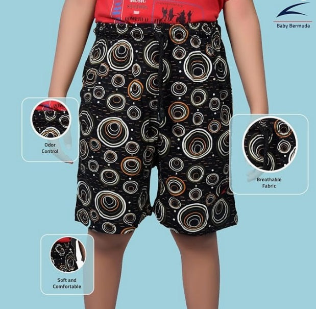 Kids Cotton Printed Bermuda Shorts - Pack of 1