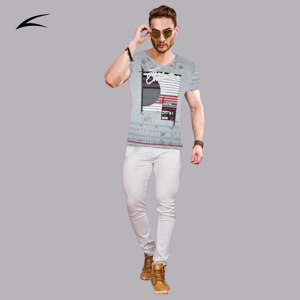 Men's Stylish V-Neck Designer T-shirt